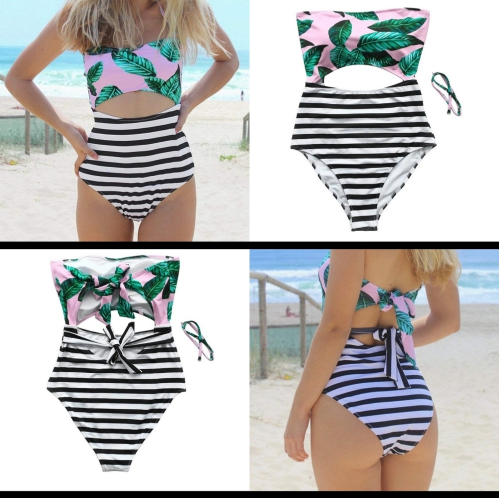 (6 US)CUPSHE PALM LEAVES SWIMSUIT,M